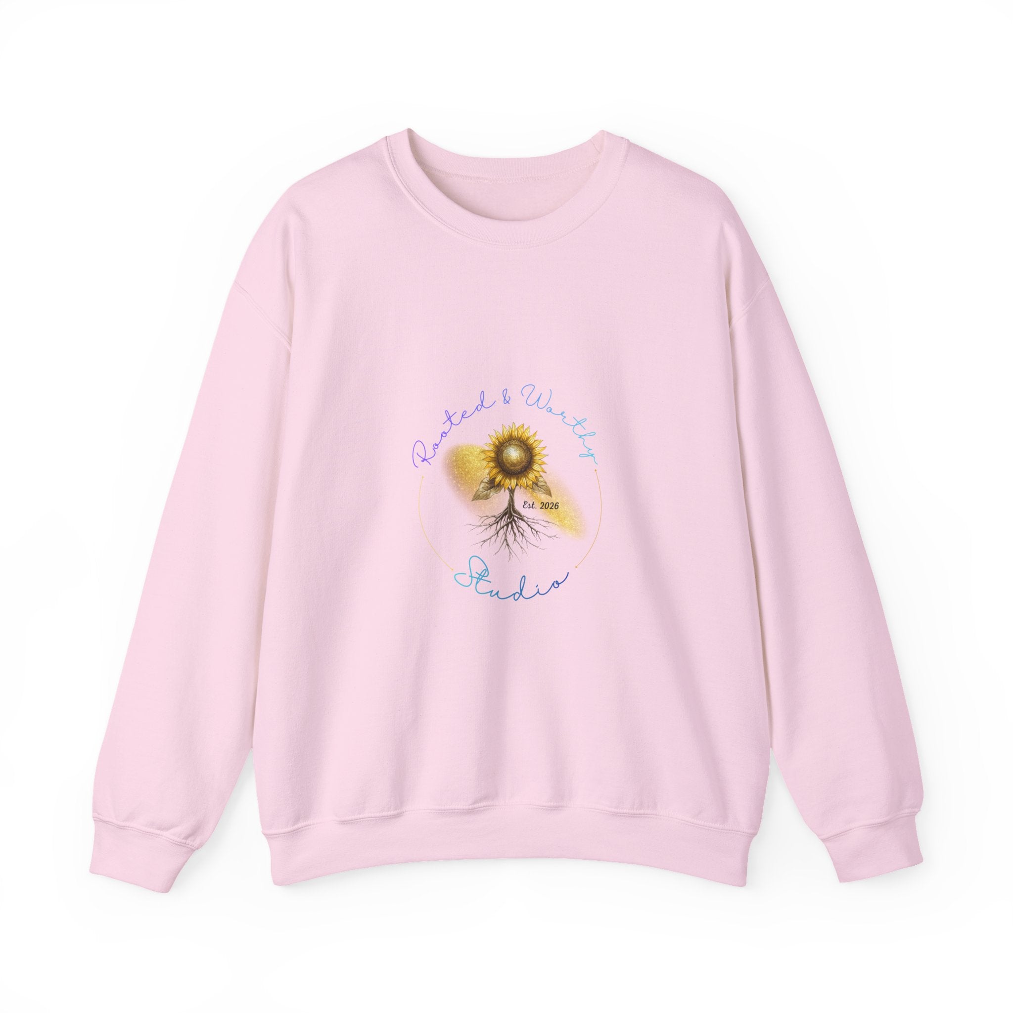 Sunflower Roots Crewneck Sweatshirt — "Rooted" Inspirational Floral Pullover