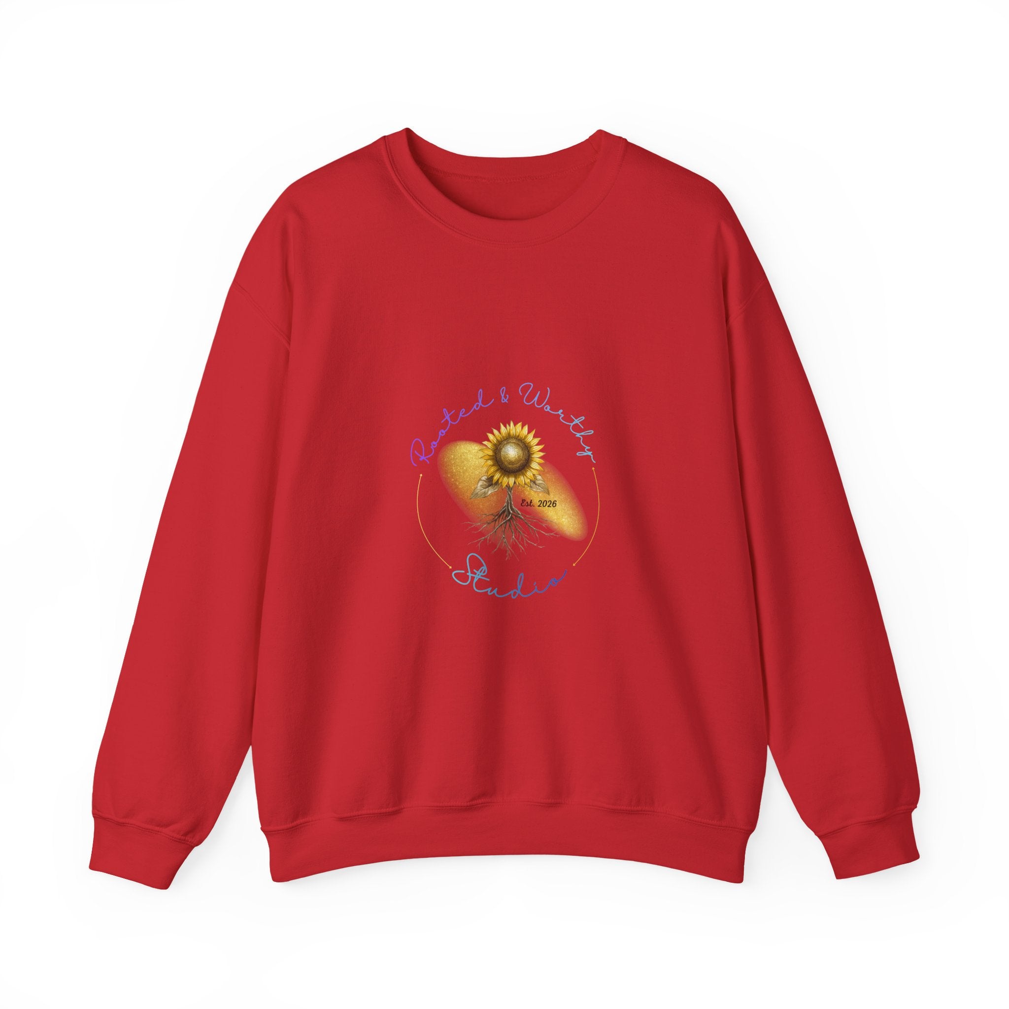 Sunflower Roots Crewneck Sweatshirt — "Rooted" Inspirational Floral Pullover